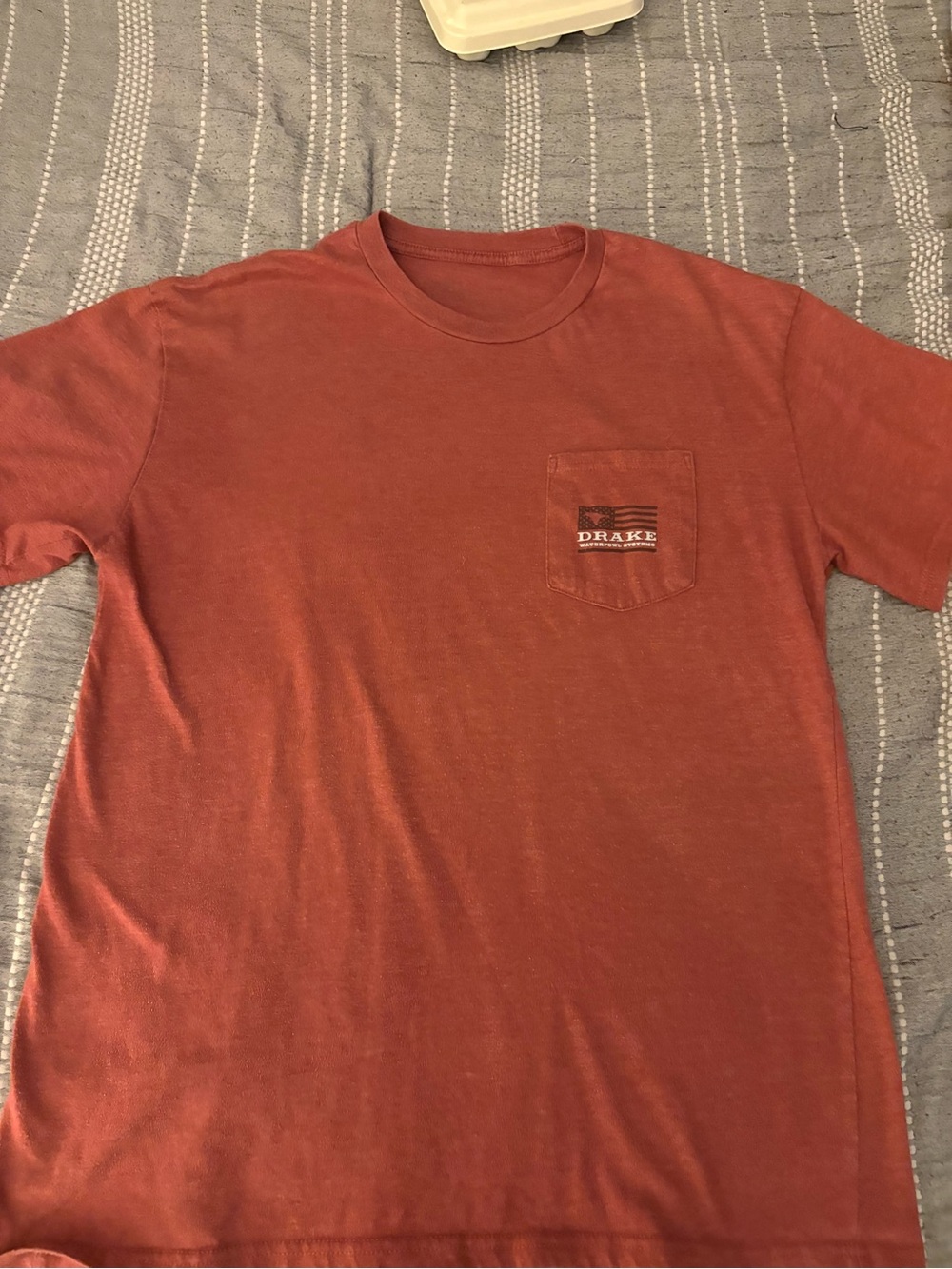 Drake Rust Red Crewneck Pocket Tee - Short Sleeve Men's Shirt